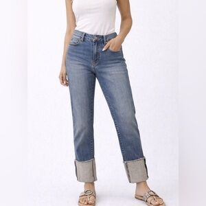 1822 Denim Washed Blue Cropped Roll-Cuff Jeans
